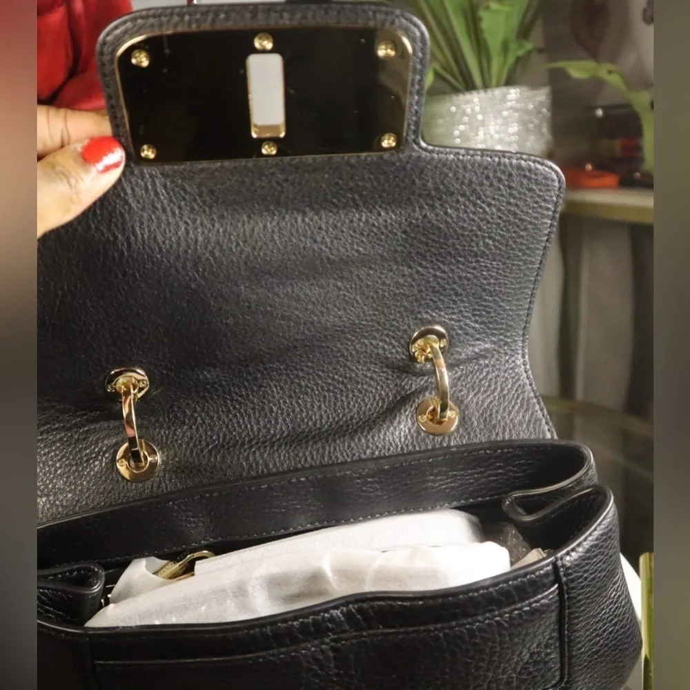MIchael Kors Emery Satchel Leather Cross Body Bag w/Silk Scarf & Dust Bag NWT